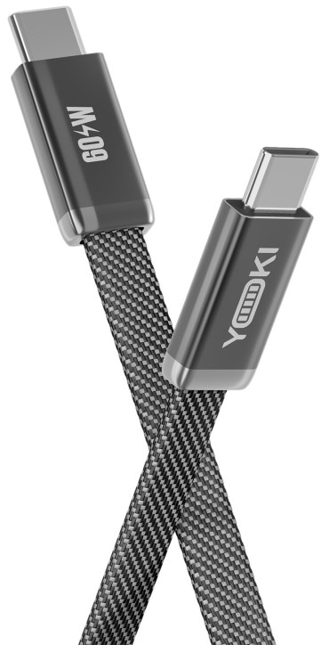 Кабель YOKI Type-C to Type-C 60W 1.2m Black (AI65 AIR)